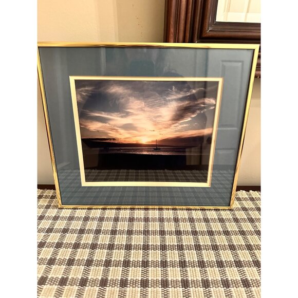 Framed Nautical Y2K Photography Prints With Gold-Toned Metal Frames & Blue Matte - Picture 4 of 16
